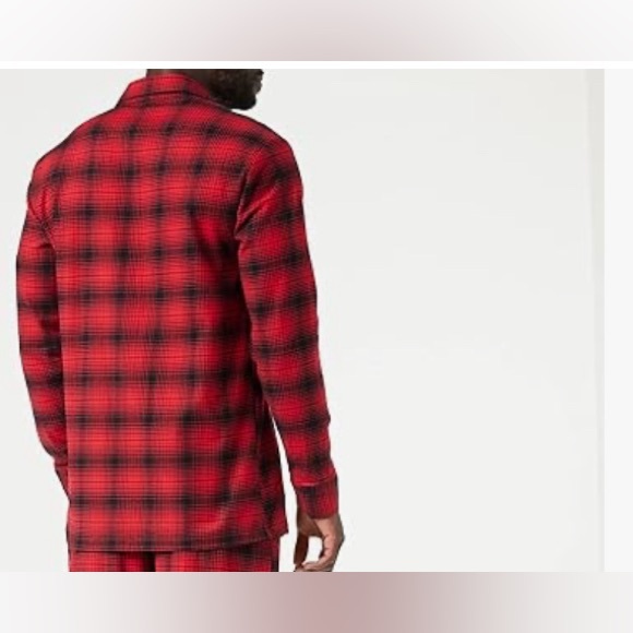 CALVIN KLEIN SLEEPWEAR  MEN’S COTTON JACKET SHADOW PLAID_EXACT RED LONG SLEEVE M - Picture 2 of 11